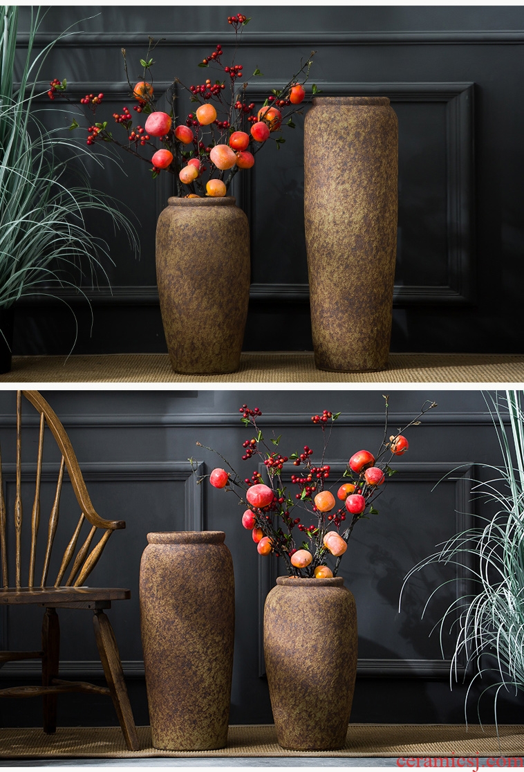 Landing a large vase Chinese style restoring ancient ways is dried flower arranging flowers vases sitting room hotel ceramic furnishing articles do old pottery by hand