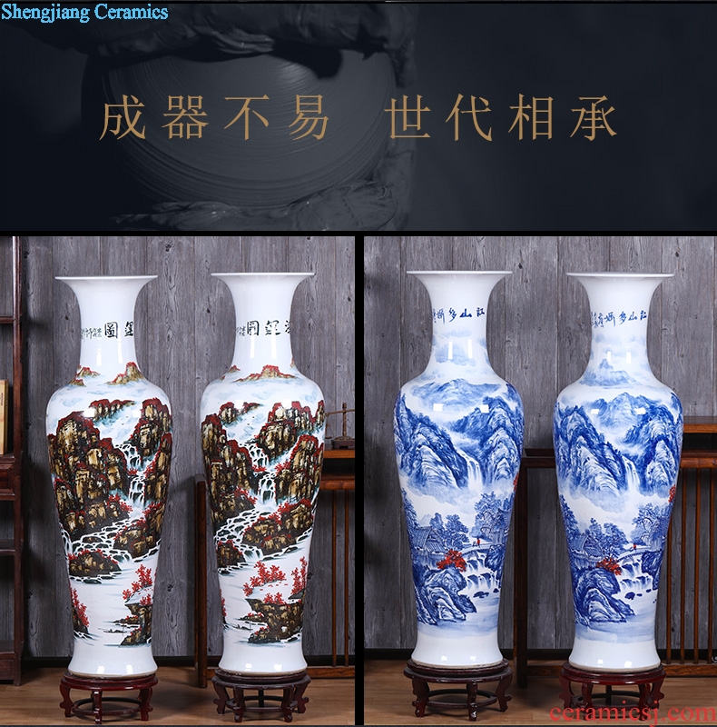 Jingdezhen ceramics of large blue and white porcelain vase sitting room open TV ark adornment of Chinese style household furnishing articles