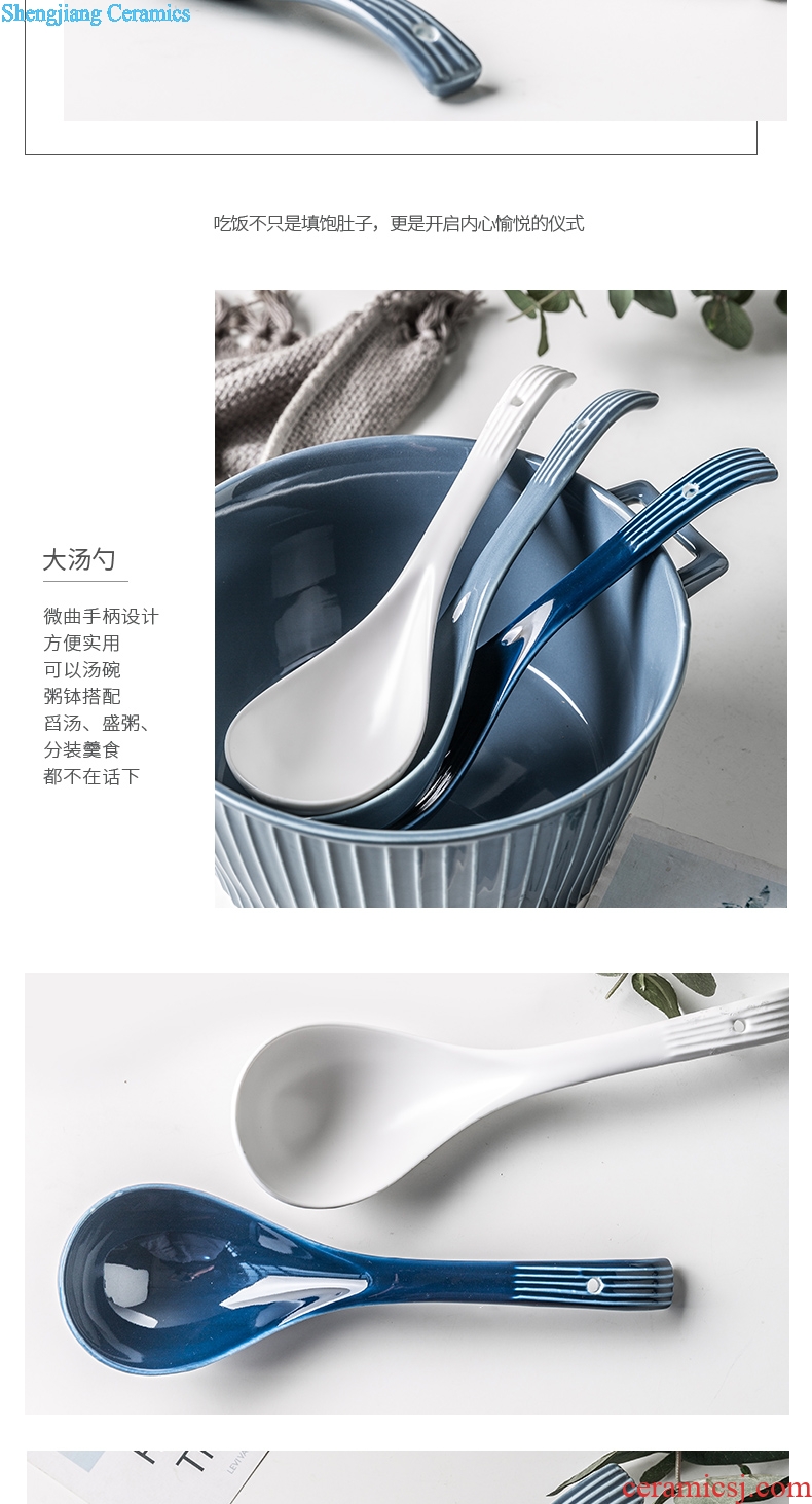 Household tablespoons of long handle drink soup spoon creative contracted small spoon Nordic ceramic spoon spoon eat porridge spoon scoop