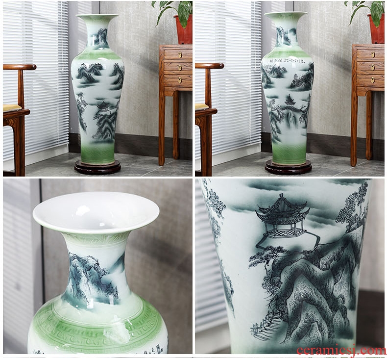 Jingdezhen ceramics of large vases, hand-painted potted european-style flower arrangement sitting room adornment is placed in porch sweets