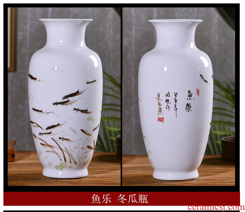 Jingdezhen ceramics hand-painted vases, flower arrangement of Chinese style home sitting room adornment TV ark place wedding gift
