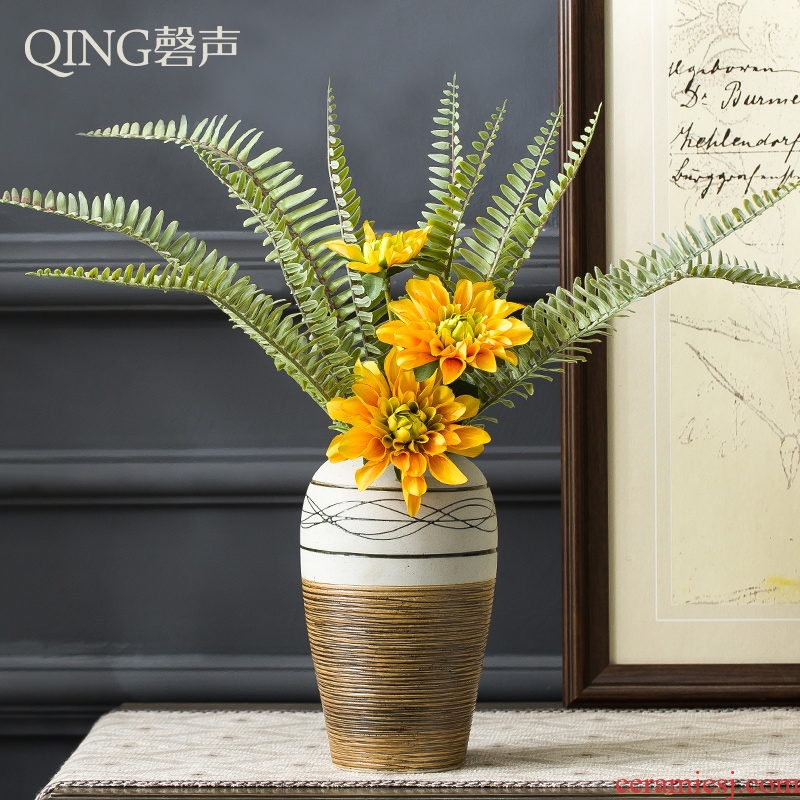 Vase is placed the sitting room art ceramic coarse pottery flower arranging dried flower decoration porcelain clay Chinese style restoring ancient ways desktop decoration