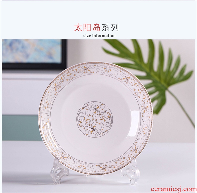 Jingdezhen ceramic household round food dish creative contracted dumpling dish single soup plate plate microwave tableware