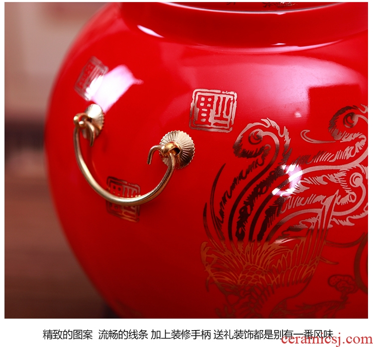 Jingdezhen ceramics China red Chinese general storage tank vase sitting room adornment is placed a wedding gift