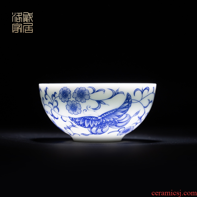 Blower, jingdezhen blue and white porcelain tea set suits home a whole set of kung fu tea set contracted lid bowl and cups of tea cups