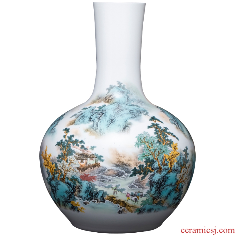 Jingdezhen ceramics vase famous hand-painted landscape tree Chinese style living room rich ancient frame furnishing articles home decoration