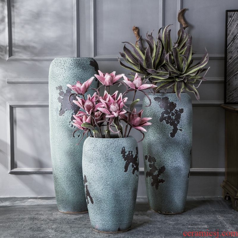 Living room furnishing articles flower arranging ceramic POTS restoring ancient ways of large vase American hotel dried flowers thick ceramic ornament