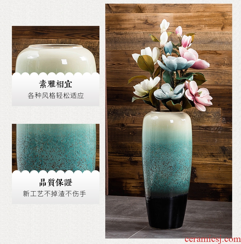 Jingdezhen ground vase large living room TV cabinet decoration of Chinese style household contemporary and contracted ceramic flower arranging furnishing articles