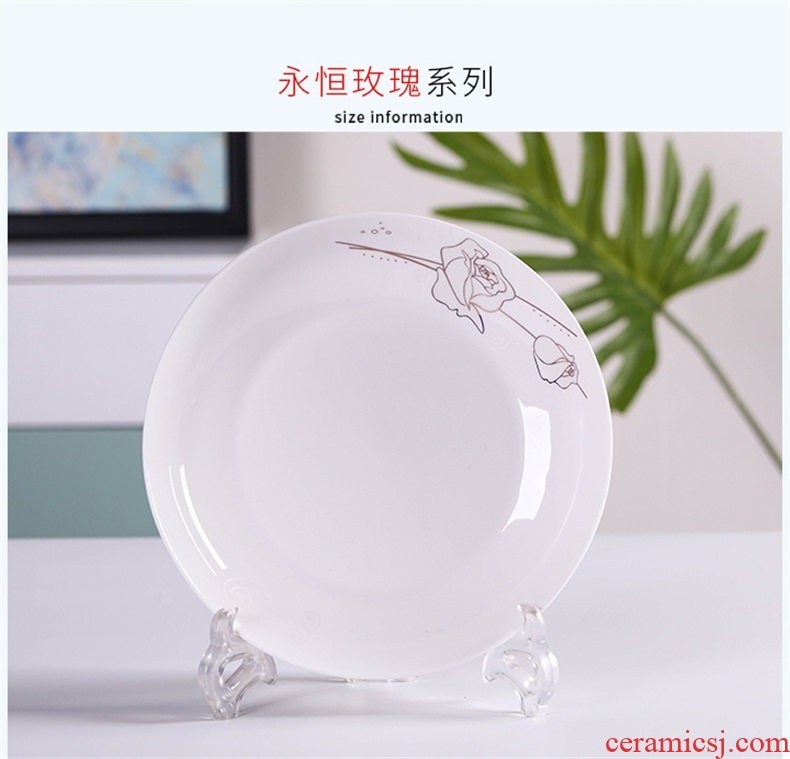 Jingdezhen ceramic household round food dish creative contracted dumpling dish single soup plate plate microwave tableware