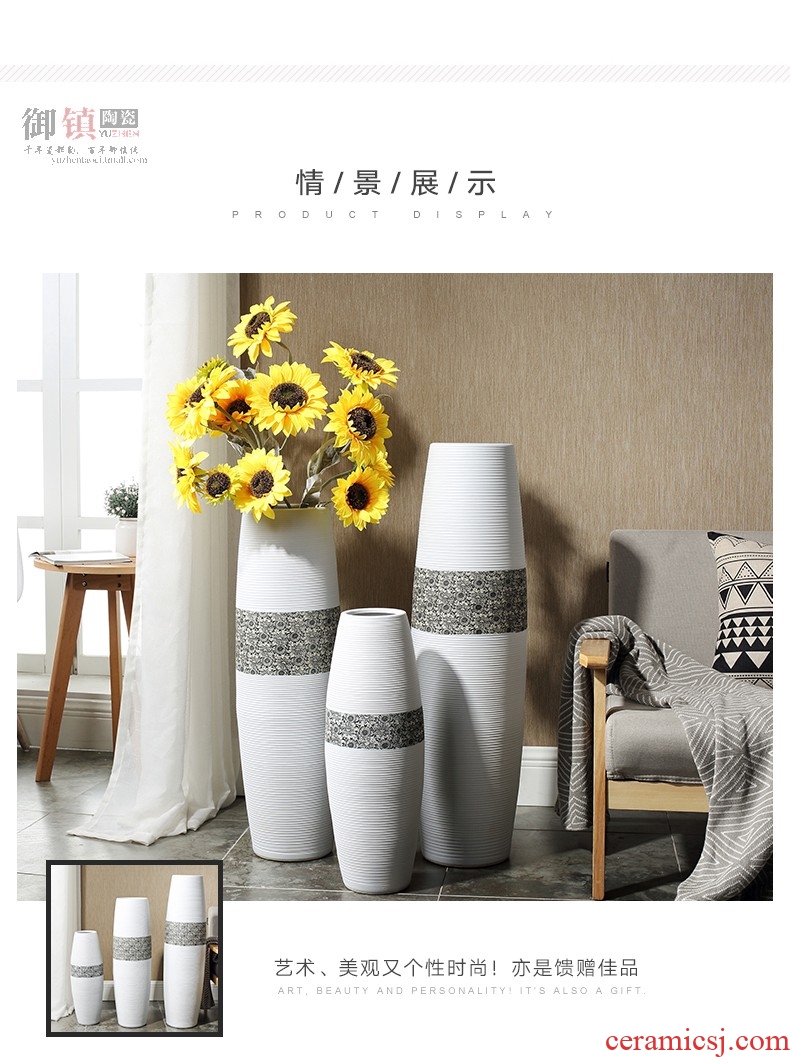 Jingdezhen white big Chinese style to decorate the living room ceramic vase landing simulation suits high dry flower hydroponics furnishing articles