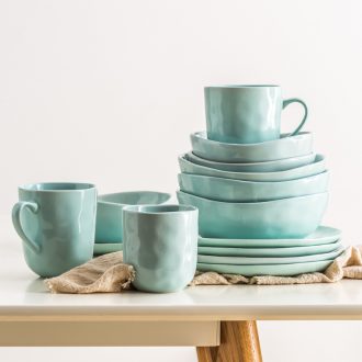 Ijarl ceramic tableware suit creative household steak disc dumplings plate flat dish plate of noodles soup bowl mugs