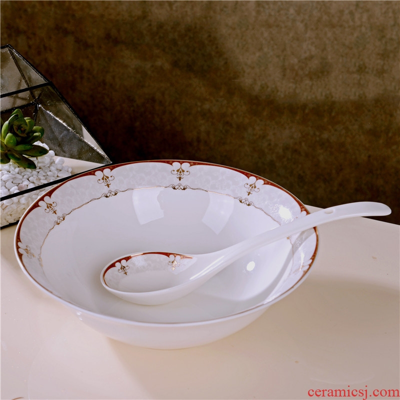 Soup bowl 9 inches domestic large soup bowl big bowls of household ceramics tableware large ceramic bowl noodles bowl bubble rainbow noodle bowl