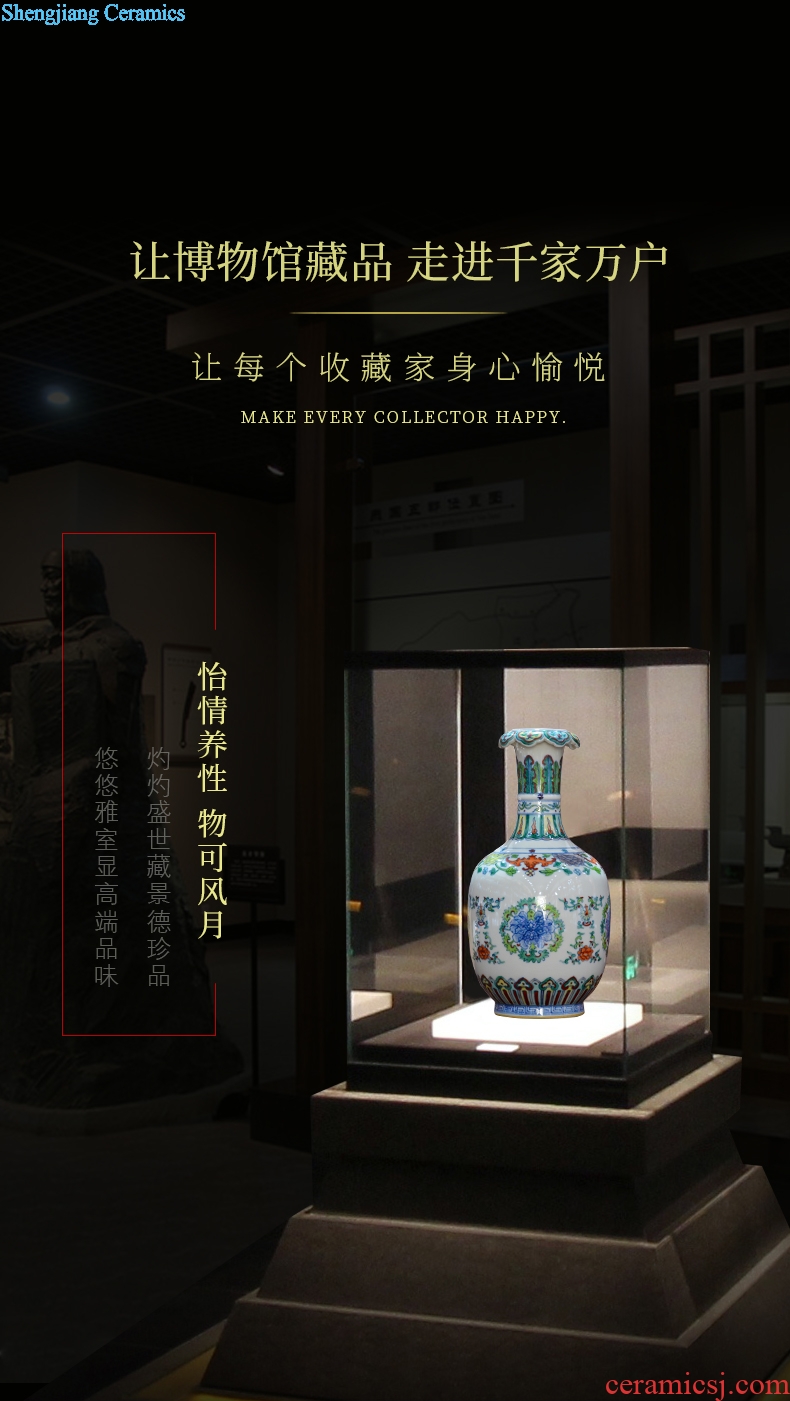 Jingdezhen ceramics imitation qing qianlong vase pastel hand-painted design new Chinese style sitting room adornment is placed