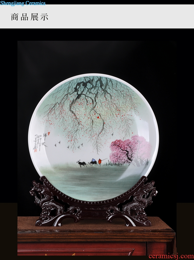 New Chinese style classical jingdezhen ceramics hang dish decorate dish hand-painted sat dish sitting room craft gift decoration furnishing articles