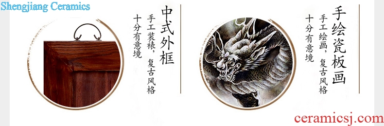 Jingdezhen square porcelain plate painting too qing dragon ao hang a picture to the sitting room adornment office opening gifts