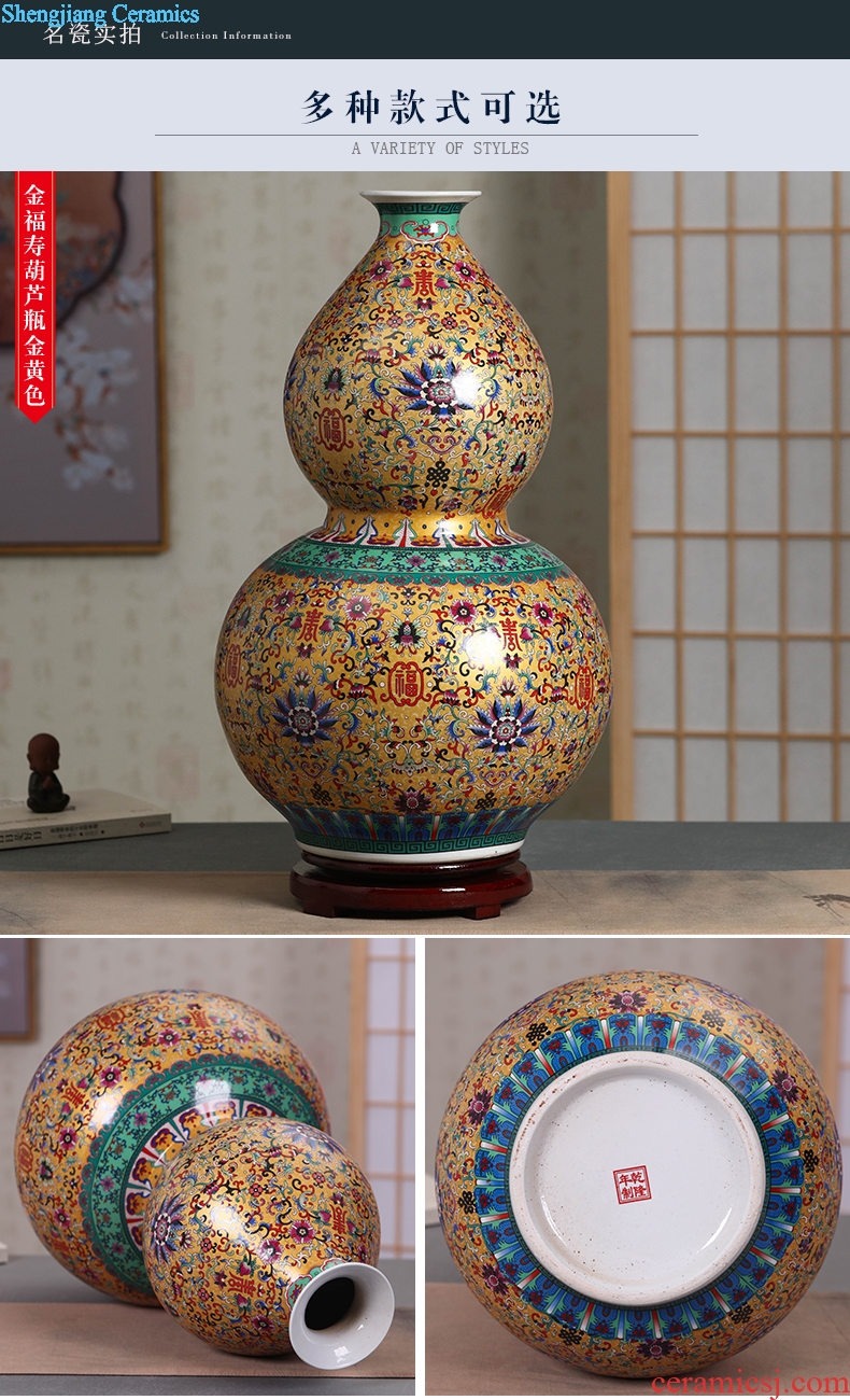 Jingdezhen ceramics big vase live TV ark gourd landing place to live in the sitting room porch decoration