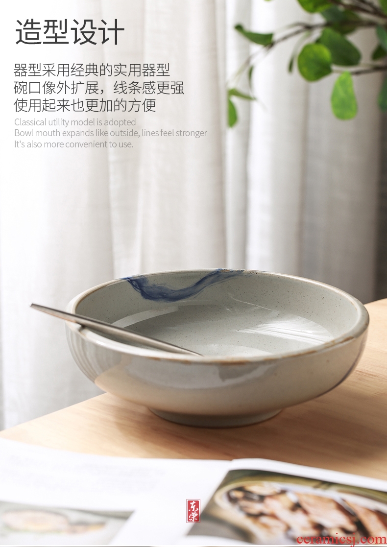 Japanese soup can use commercial pull rainbow noodle bowl retro creative ceramic eat bowl personality tableware large soup plate by hand
