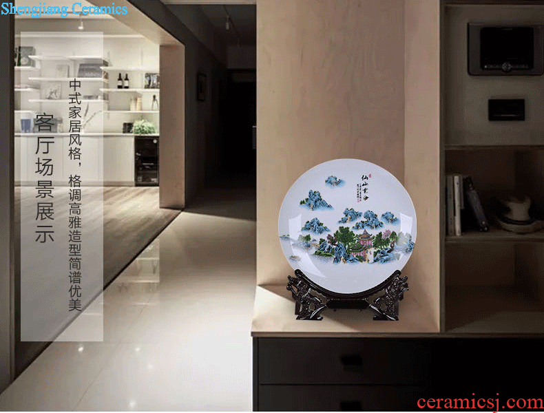 Jingdezhen ceramics landscape faceplate hang dish modern household adornment handicraft decoration decoration plate