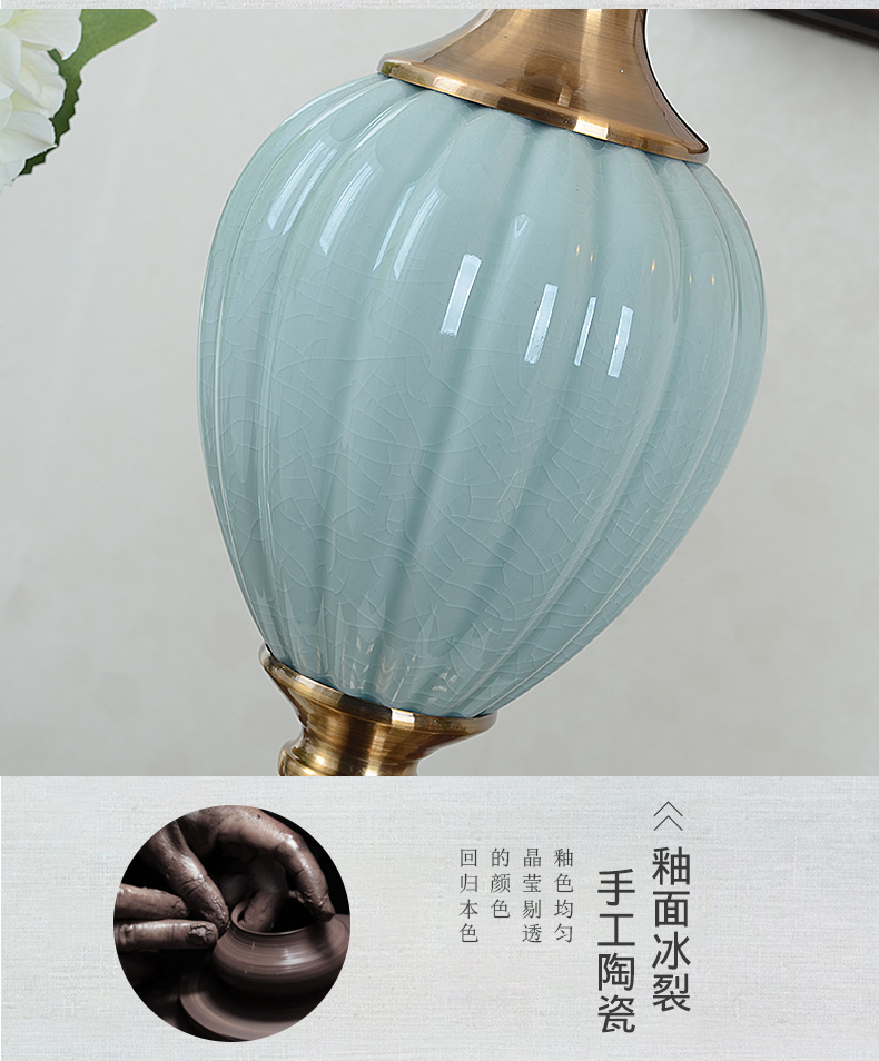 American retro ceramic desk lamp light contracted new Chinese style of bedroom the head of a bed creative continental warm light sitting room desk lamp