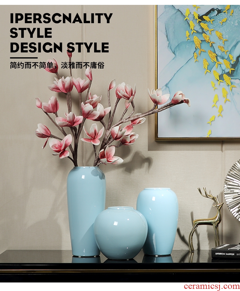 Jingdezhen ceramic vase furnishing articles new Chinese style flower implement simulation flower flower contemporary and contracted decorate the sitting room is small and pure and fresh