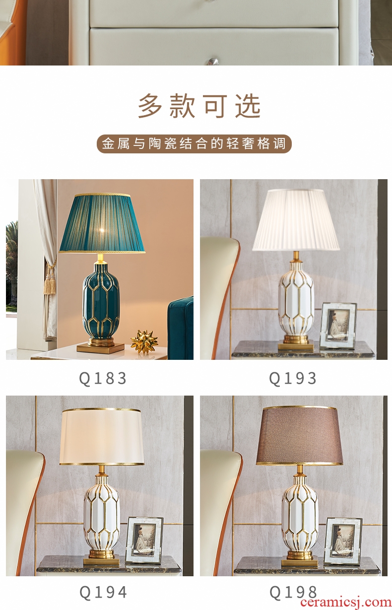 American marriage room bedroom lamp contracted creative Nordic home bedside lamp ceramic light luxury sitting room adornment lamps and lanterns