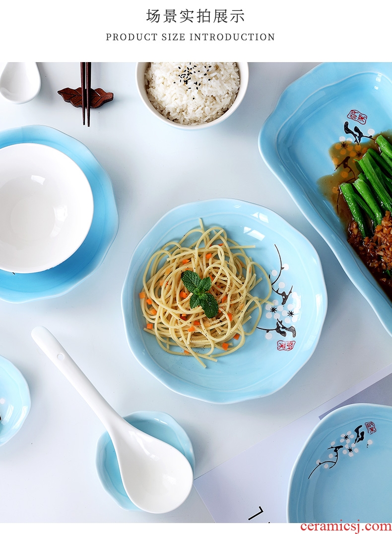 Creative dishes suit household contracted bone porcelain dish dish japanese-style tableware ceramics eat bowl soup plate chopsticks spoons combination
