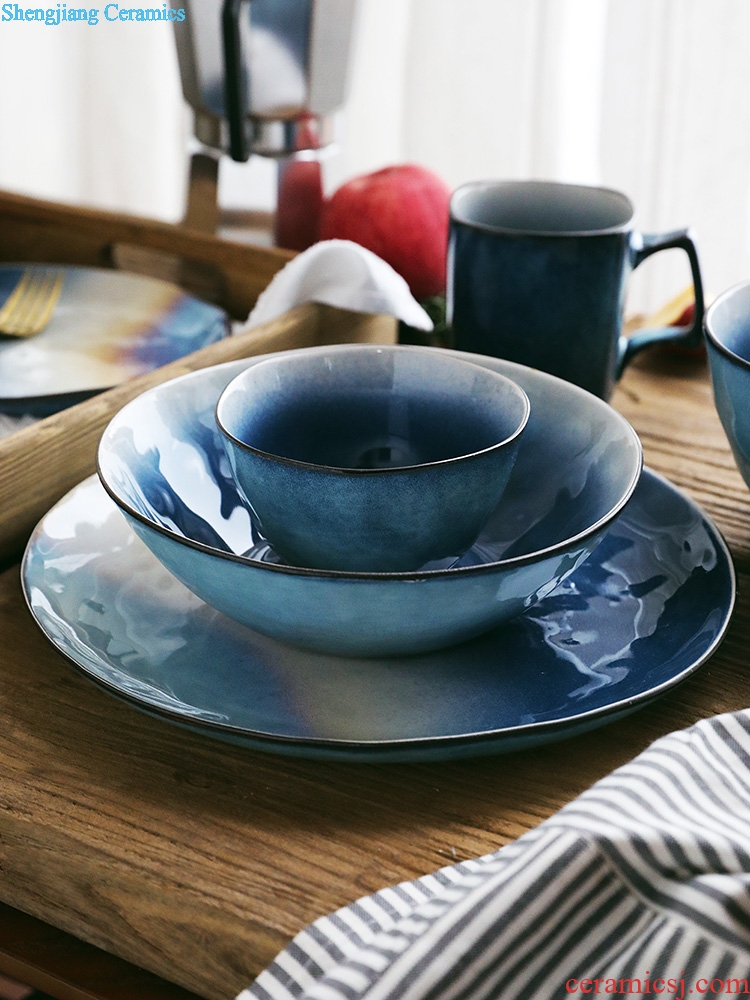 Million fine ceramic salad bowl household tableware Nordic ins web celebrity stars large rainbow noodle bowl bowl of fruit porridge