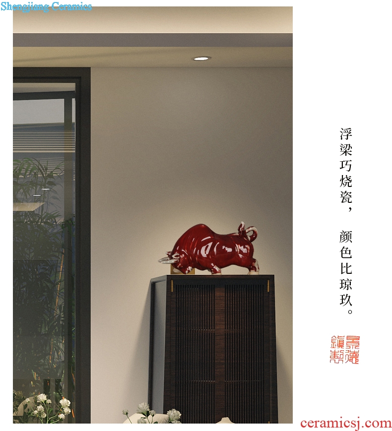 Jingdezhen ceramic kiln cattle household adornment handicraft study the sitting room porch decoration opening office furnishing articles