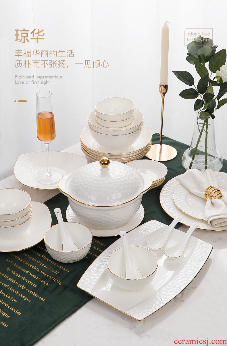 European style phnom penh dish suits home dish bowl chopsticks dishes bone China jingdezhen ceramics cutlery set jade