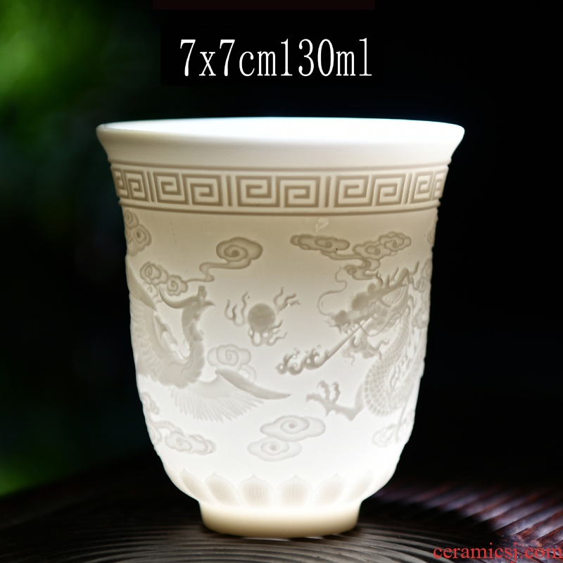 Leopard lam handmade tea masters cup, kung fu bone ceramic cups a single household only white porcelain jingdezhen sample tea cup