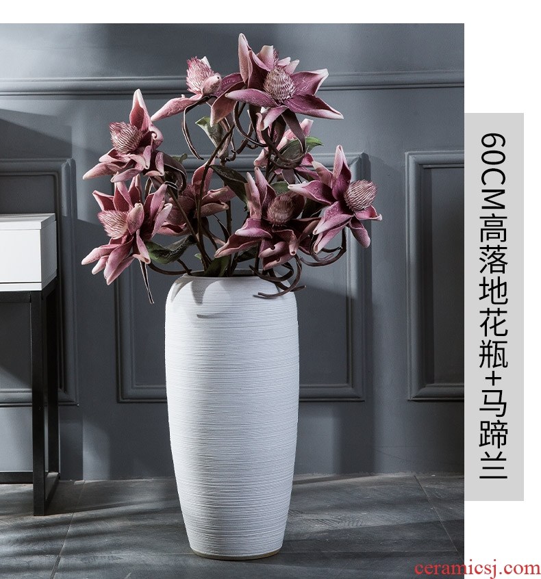 Contemporary and contracted white ceramic vase continental sitting room dried flowers, Nordic household adornment flower arranging hotel furnishing articles