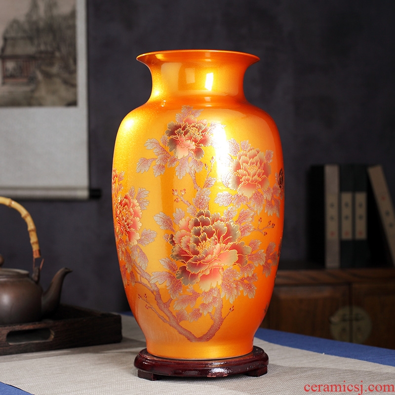 Jingdezhen ceramics vase furnishing articles household crystalline glaze sitting room adornment dried flower flower arranging Chinese arts and crafts