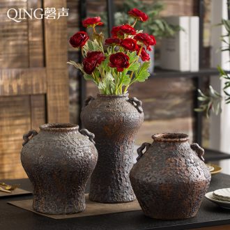 Vase furnishing articles sitting room dining-room table flower arranging dried flower ceramic Chinese style restoring ancient ways POTS creative home decorative porcelain