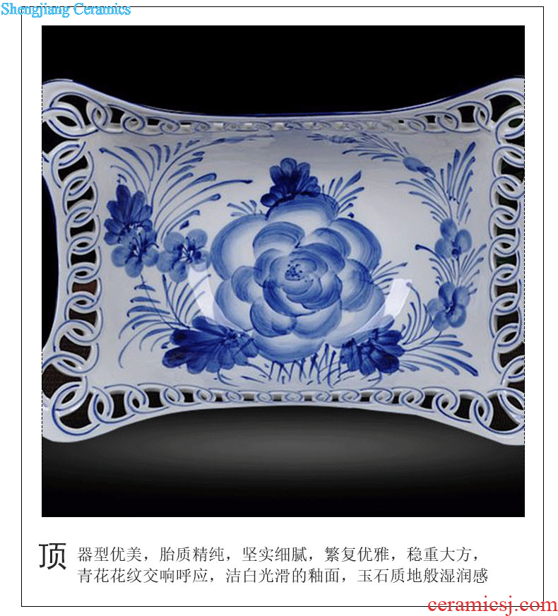 Scene, hand-painted porcelain jingdezhen ceramics hollow-out large fruit bowl sitting room of Chinese style household act the role ofing is tasted furnishing articles