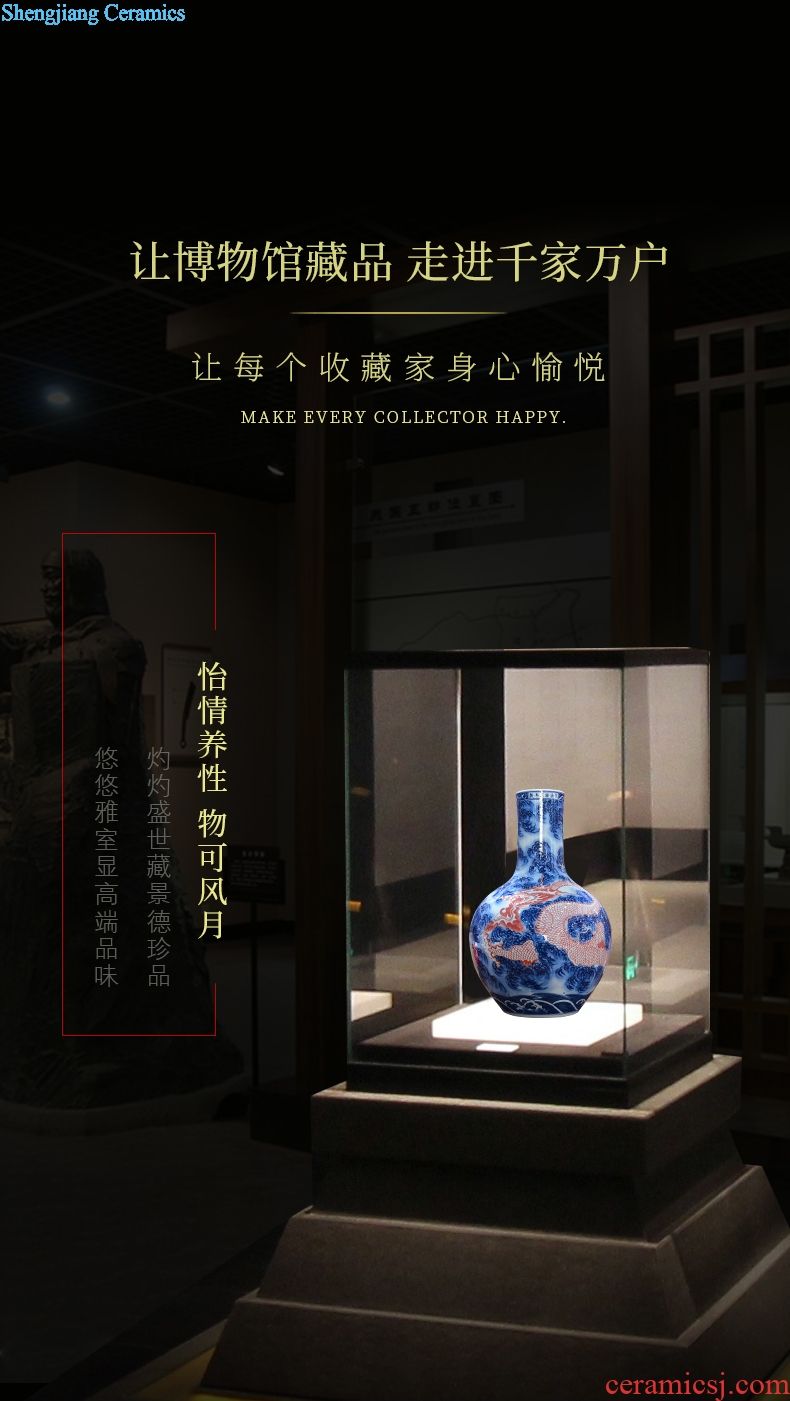 Jingdezhen ceramics imitation qing qianlong hand-painted of blue and white porcelain dragon tree new Chinese style sitting room adornment is placed