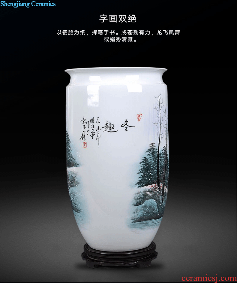 Modern fashion hand-painted jingdezhen ceramics powder enamel vase sitting room decoration home decoration arts and crafts