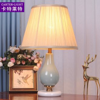 American small desk lamp bedroom nightstand contemporary and contracted ceramic creative warm and romantic wedding room decoration of remote control