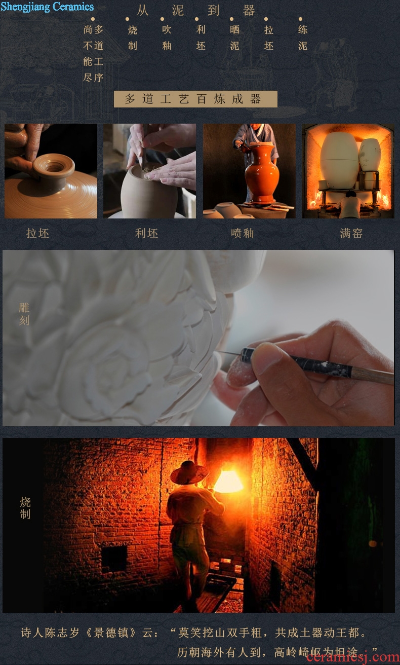 Jingdezhen ceramics of large blue and white porcelain vase sitting room open TV ark adornment of Chinese style household furnishing articles