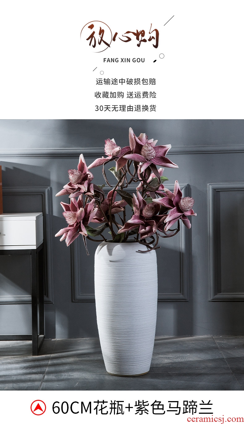 Contemporary and contracted white ceramic vase continental sitting room dried flowers, Nordic household adornment flower arranging hotel furnishing articles