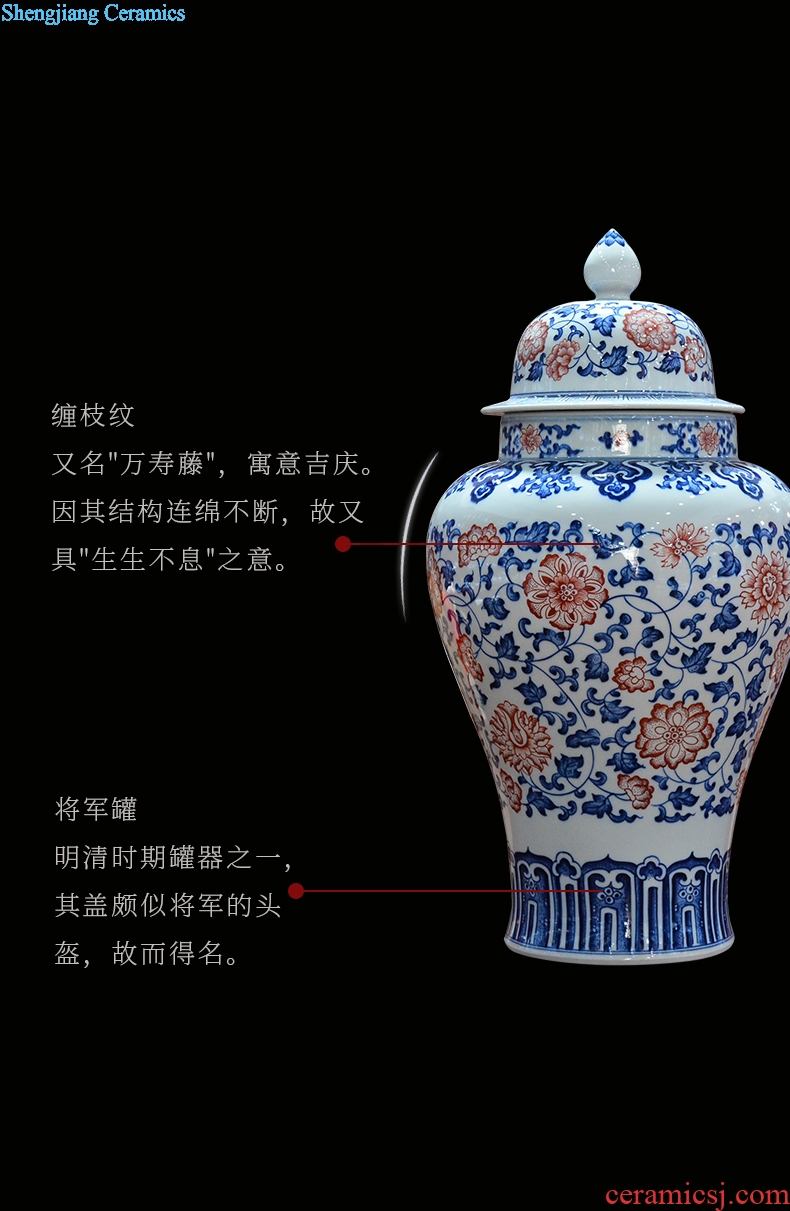 Antique hand-painted bound of blue and white porcelain of jingdezhen ceramics general lotus flower pot of new Chinese style sitting room adornment is placed