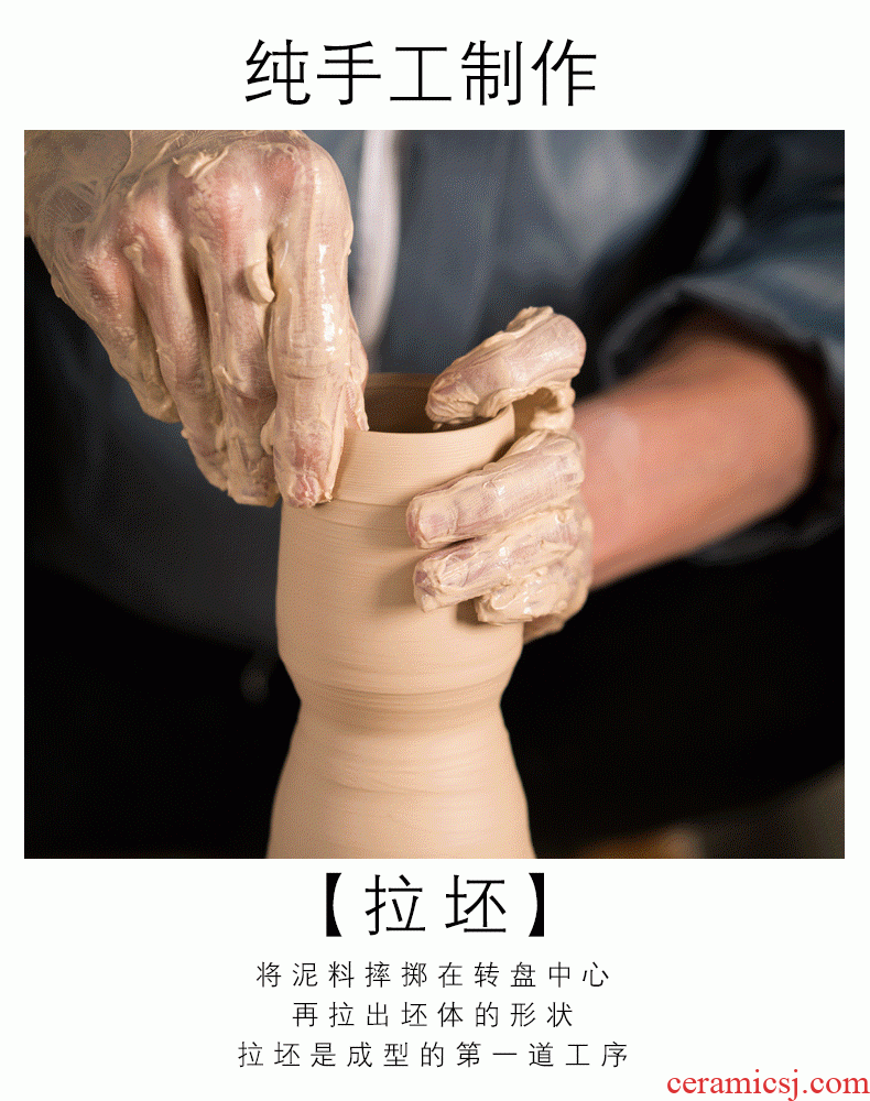 Jingdezhen ceramic creative furnishing articles bamboo dried flower vase personality home table sitting room of Chinese style restoring ancient ways is adornment