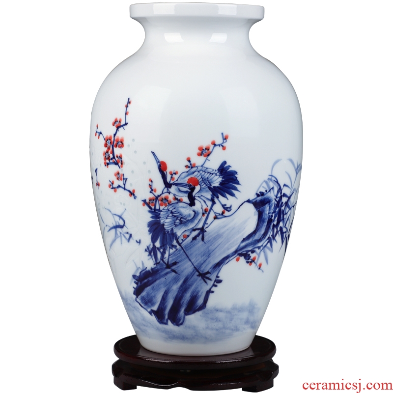 Hand draw blue and white porcelain of jingdezhen ceramics thin body new Chinese style household flower arrangement sitting room adornment handicraft furnishing articles