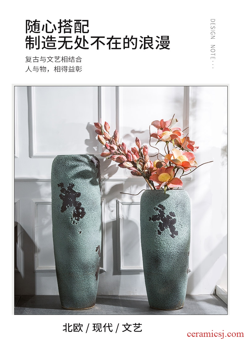 Living room furnishing articles flower arranging ceramic POTS restoring ancient ways of large vase American hotel dried flowers thick ceramic ornament