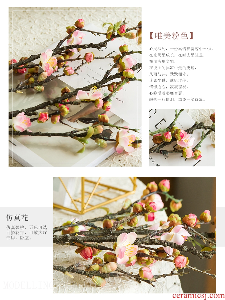 Simulation flowers false false branches of the little sitting room of prunus persica decoration flower art flower arranging dried flowers home decoration ceramic furnishing articles