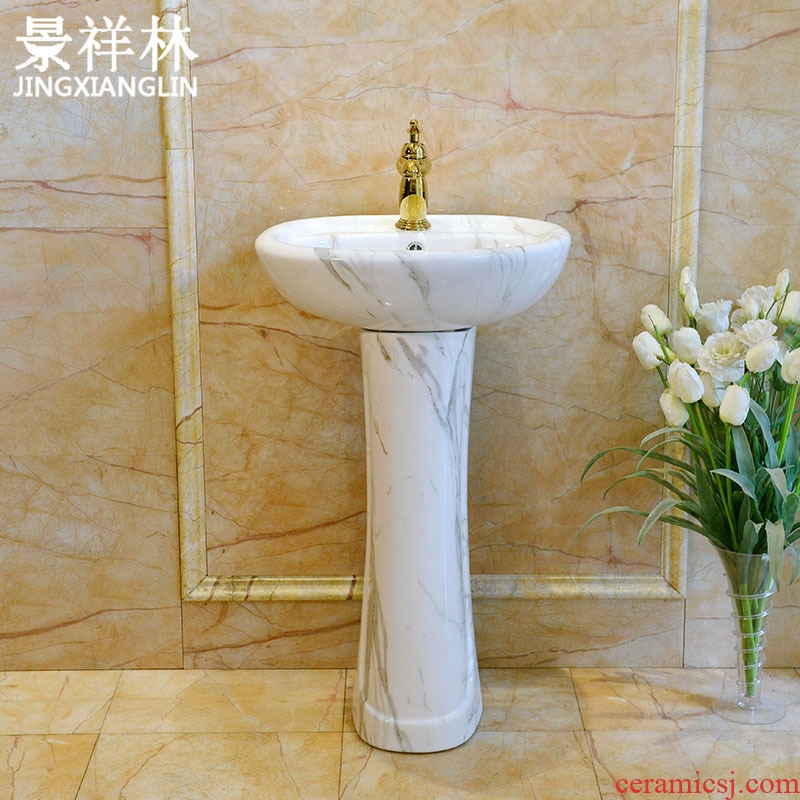 Jingdezhen continental basin of ceramic art column column type lavatory floor type basin vertical sink basin of the post