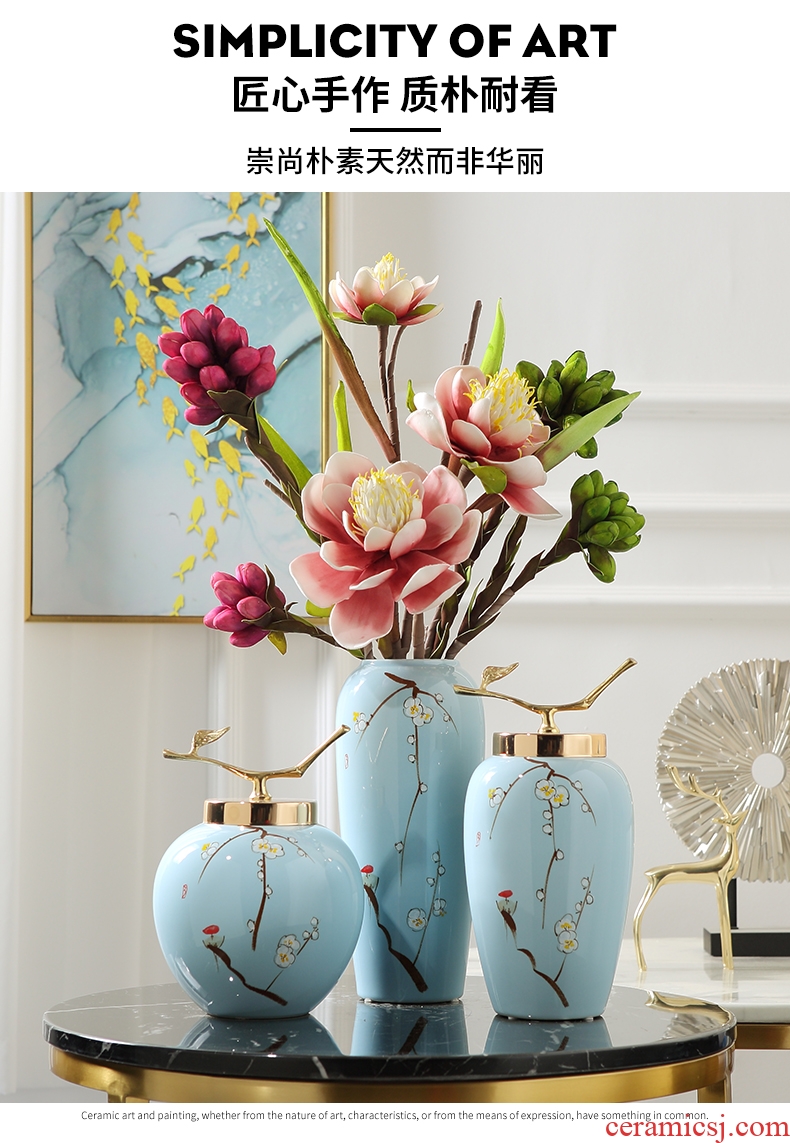 New Chinese style of jingdezhen ceramics hand-painted vases, flower arranging the sitting room porch tea table table household adornment furnishing articles