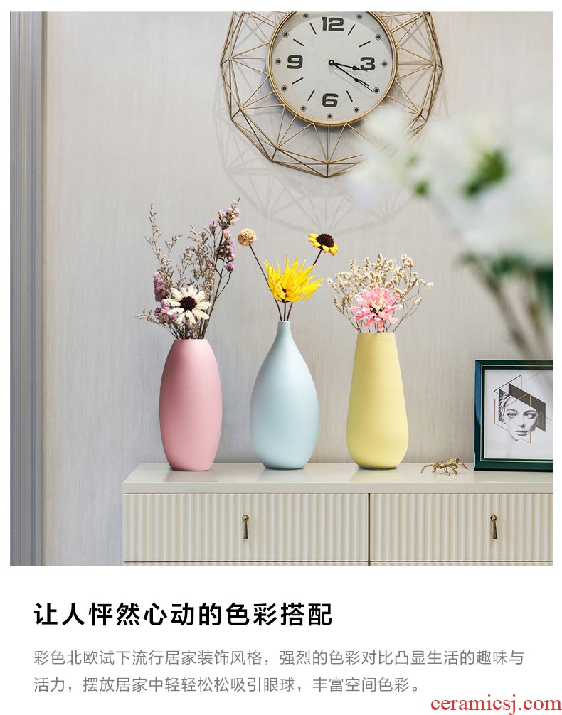 Craft ceramics dried flower vase furnishing articles flower arranging small pure and fresh and contracted and contemporary sitting room TV cabinet table decorations