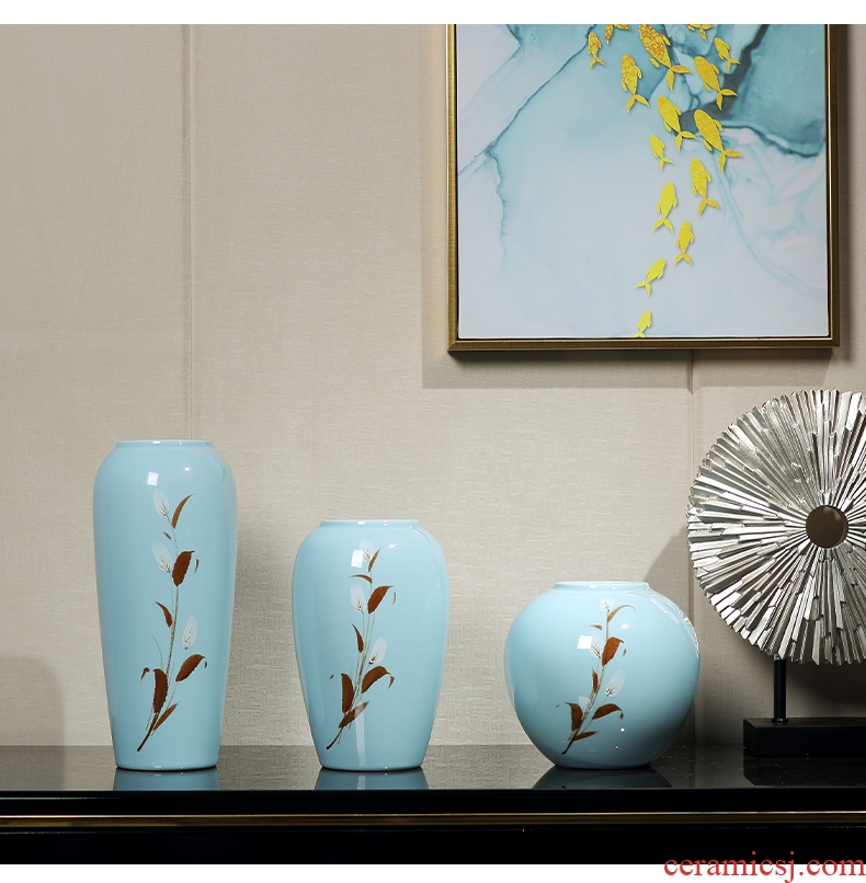 New Chinese style ceramic vase furnishing articles dried flower arranging flowers sitting room living room table wine cabinet TV cabinet light luxury household act the role ofing is tasted