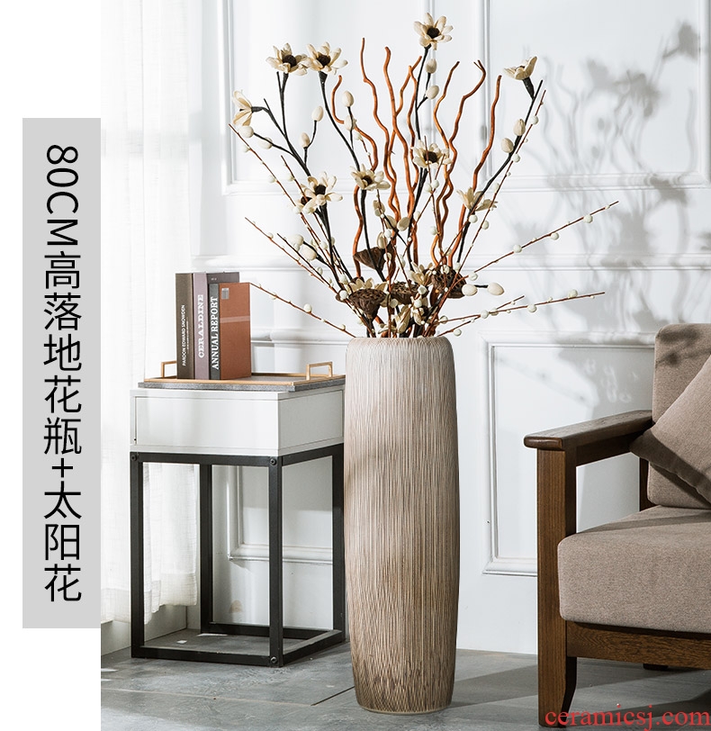 Ceramic vase hotel villa fall to the ground in the modern large sitting room porch flower flower implement Nordic decorative flower arranging furnishing articles