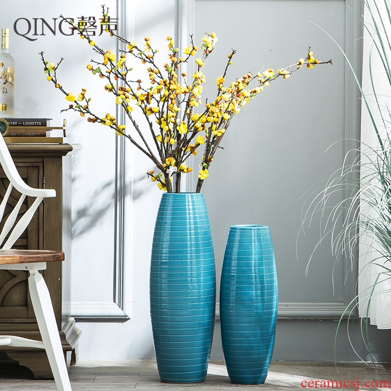 Contemporary and contracted vase furnishing articles jingdezhen ground vase sitting room ceramic vases, blue large flower arranging furnishing articles
